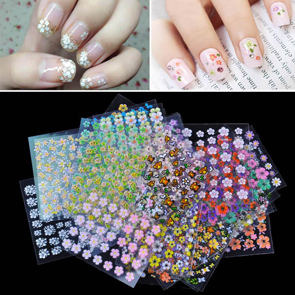 Floral Design Nail Art Stickers Decals Manicure Beautiful Fashion ...