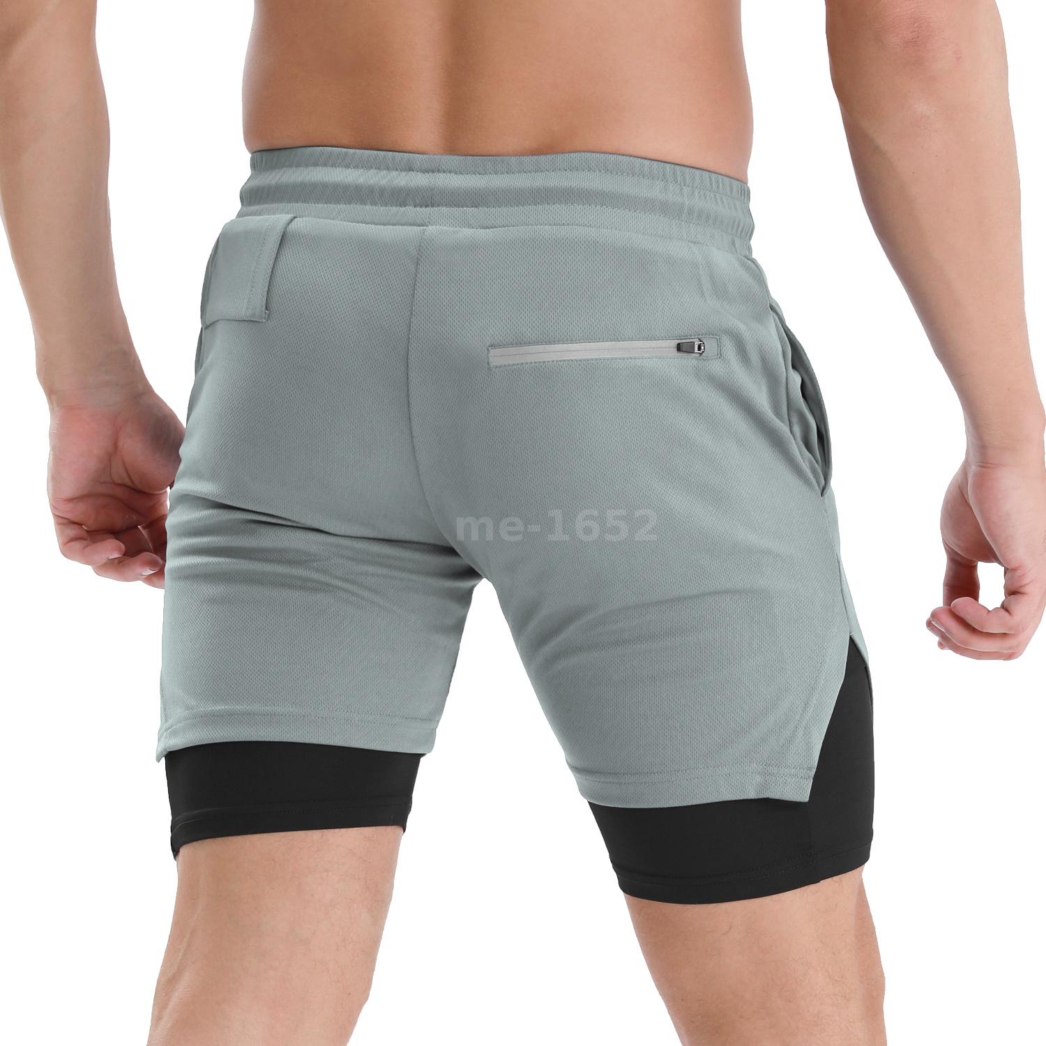 Lixada 2-in-1 Men Running Shorts with Towel Loop Quick Dry Exercise ...